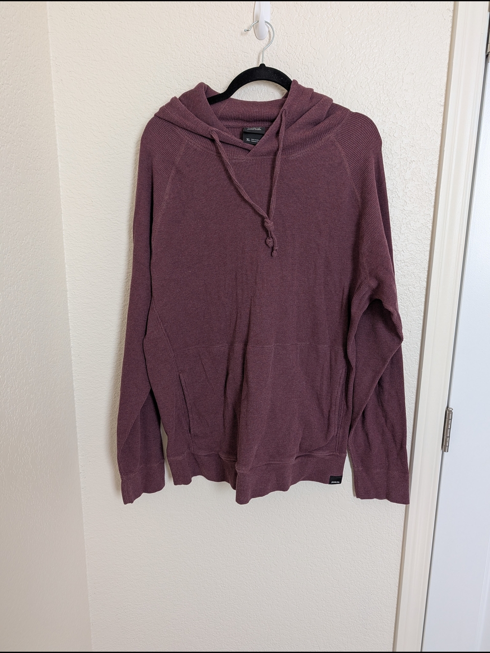 Prana Knit Hooded Sweatshirt Size XL BURGUNDY Long Sleeve Outdoor Pullover